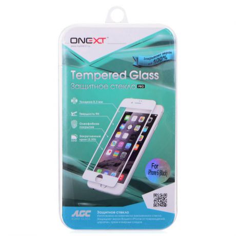 Защитное стекло Onext 3D для Apple iPhone 6 / 6S, с рамкой, черный