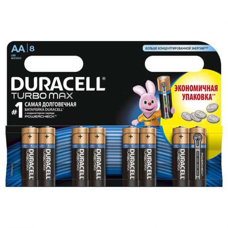 батарейки AA (LR6) 8шт. Duracell щелочные TurboMAX