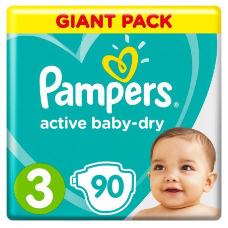 Подгузники Pampers Active Baby-Dry 3 (6-10 кг), 90 шт