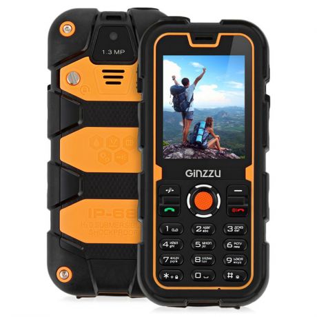 Мобильный телефон GINZZU R2 DUAL, черно-оранжевый