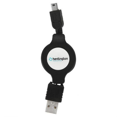 Кабель Hentington, USB - mini USB, 0.8 м, рулетка, черный