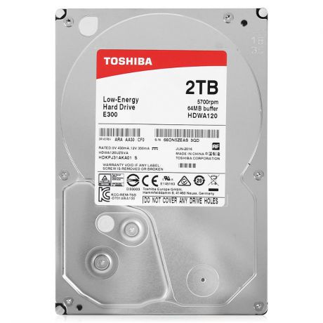 жесткий диск HDD 2ТБ, Toshiba E300, HDWA120UZSVA