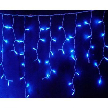 HiLightsDecor Гирлянда Сосульки-Бахрома, 100 LED, уличная, белый провод, соединяемая до 20 гирлянд, мерцающая, синий