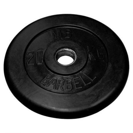 Диск обрезиненный MB Barbell d 26 мм черный, 20 кг