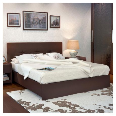Кровать Аскона Isabella двуспальная 200x180, иск.кожа, цвет коричневый