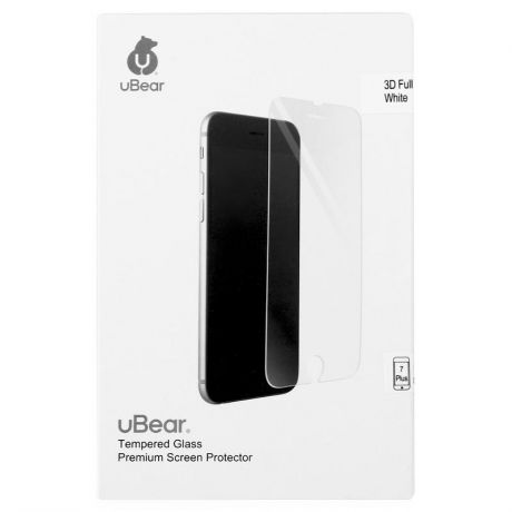 Защитное стекло uBear 3D Full Cover для Apple iPhone 7 Plus / 8 Plus, с рамкой, белый