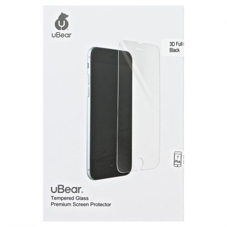 Защитное стекло uBear 3D Full Cover для Apple iPhone 7 Plus / 8 Plus, с рамкой, черный