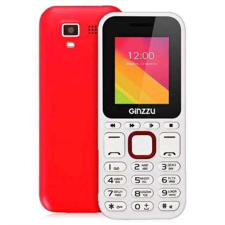 Мобильный телефон GINZZU M102 mini Dual White-Red, красно-белый