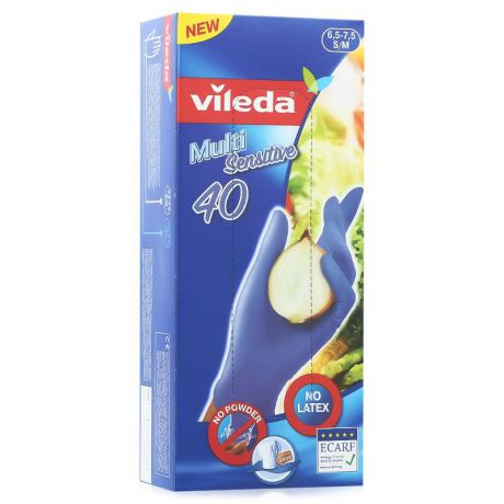 Перчатки нитриловые Vileda Multi Sensitive, 40 шт, размер S/M