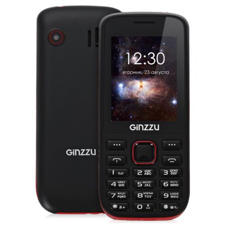 Мобильный телефон GINZZU M201 Dual Black-Red, черно-красный