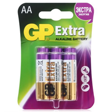 батарейки AA (LR6) 06шт. GP Extra 15AX-2CR6