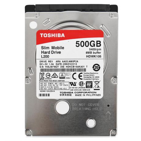 жесткий диск HDD 500ГБ, Toshiba L200, HDWK105UZSVA