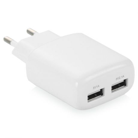 Сетевое зарядное устройство Mobiledata, 2.1A, 2 USB, с кабелем USB Type-C, белый