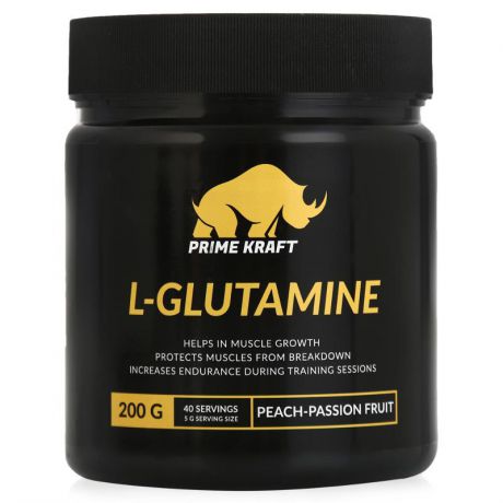 Глютамин Prime Kraft L-Glutamine (персик-маракуйя), 200 г
