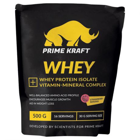 Протеин Prime Kraft WHEY (клубника-банан), 500 г