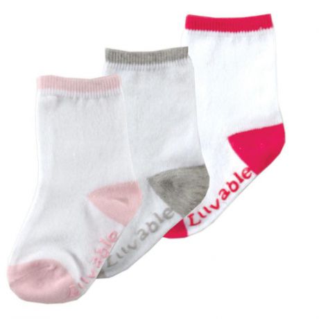 Носочки Luvable Friends 2311, 3 пары, 67-78 см. (6-12), розовые