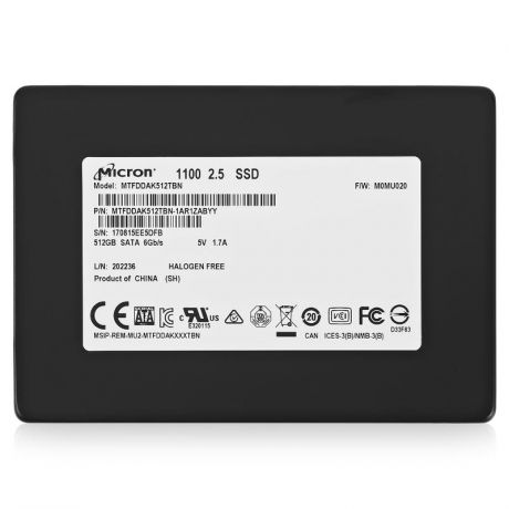 жесткий диск SSD 512ГБ, Crucial Micron 1100, MTFDDAK512TBN-1AR1ZABYY