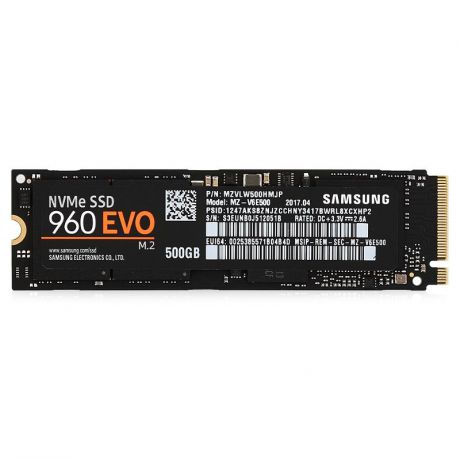 жесткий диск SSD 500ГБ, M.2, PCIe 3.0, Samsung 960 EVO Series, MZ-V6E500BW