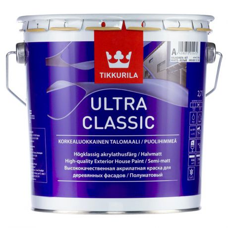 Краска фасадная Tikkurila Ultra Classic полуматовая A 2,7л