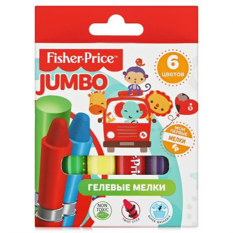 Mattel Fisher Price Гелевые мелки в пластиковом корпусе JUMBO, 6 цветов