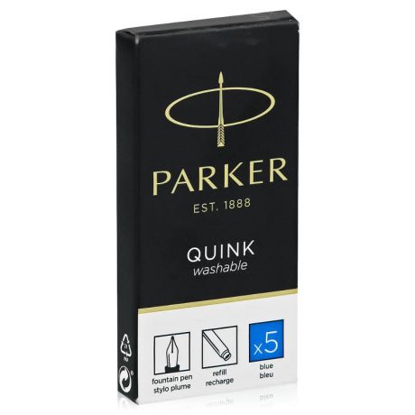 картриджи чернильные Parker "Quink", синие, 5 штук