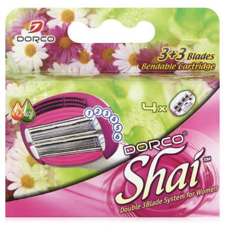 Кассеты для бритья Dorco Shai 3+3, 4 шт