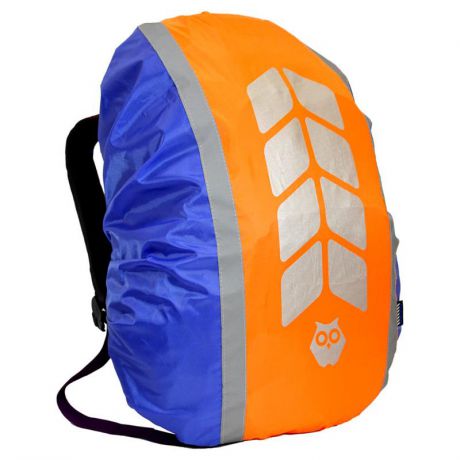 Чехол на рюкзак со световозвращающими лентами Микс, василек-оранж, 20-40 литров