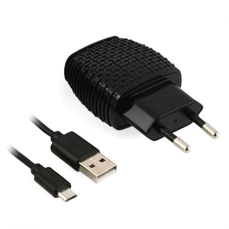 Сетевое зарядное устройство SmartBuy Nova MKII, 2.1A, 1 USB, с кабелем micro USB, черный