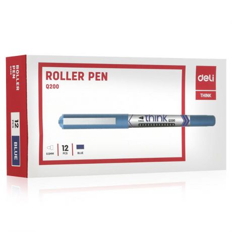 ручка-роллер Deli, 0,5 мм, синяя (упаковка 12 шт)