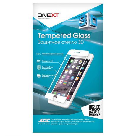 Защитное стекло Onext 3D для Apple iPhone 7 / 8, с рамкой, черный