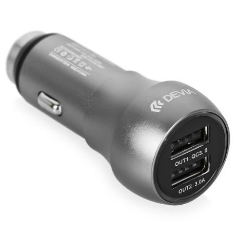 Автомобильное зарядное устройство Devia Hammer Dual USB 6A, 2 USB, Qualcomm Quick Charge 3.0, темно-серый