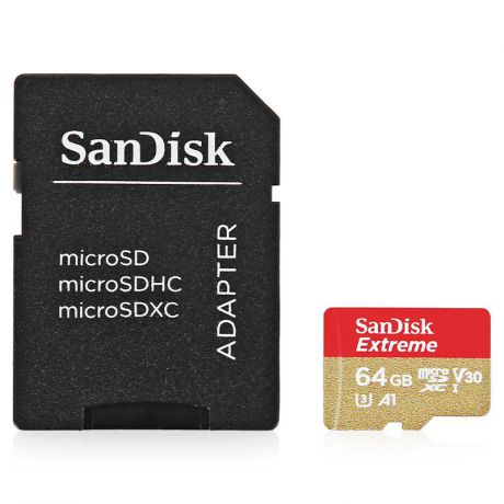карта памяти TransFlash 64ГБ MicroSDXC class 10 UHS-I U3 SanDisk Extreme 100MB/s