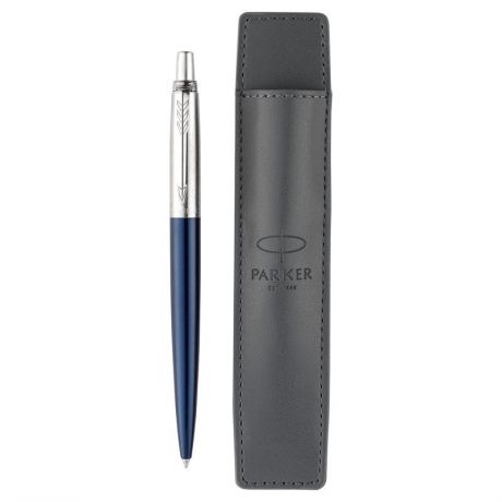 набор ручка шариковая Parker "Jotter Core Royal Blue CT", 1мм, черная, в компл.: чехол для ручки