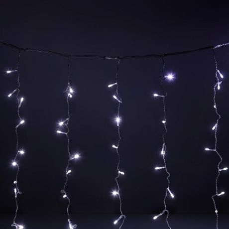 Гирлянда новогодняя светодионая Световой занавес, 300 ламп, рис белого цвета, 1.5x2м, 220B, белый цвет лампочек, для помещений