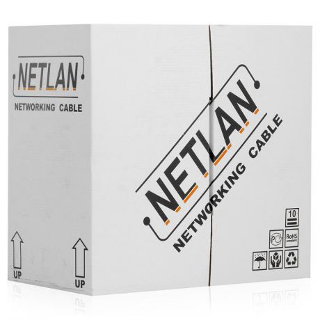 кабель витая пара Netlan U/UTP cat.5, 2pair, PVC, CU, 0.47мм, внутренний, серый (500 м)