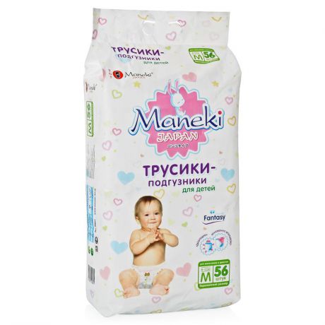 Трусики-подгузники Maneki Fantasy M (6-11 кг), 56 шт