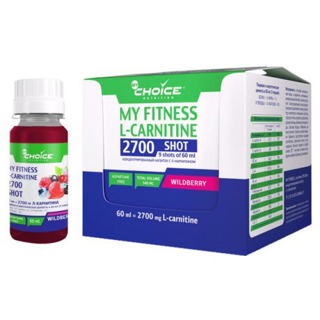Напиток MyChoice My Fitness L-Carnitine 2700 Shot (шоубокс, 9x60 мл) лесные ягоды