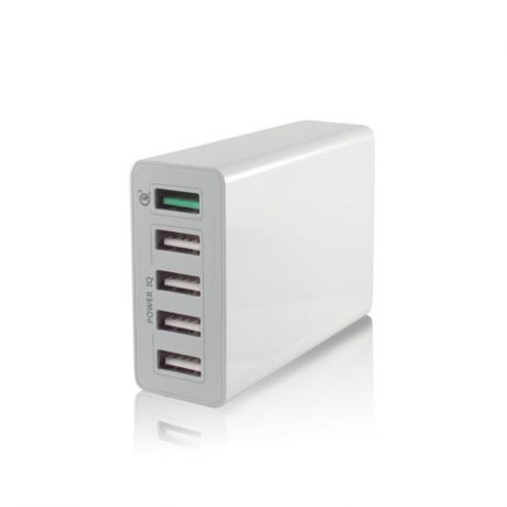 Сетевое зарядное устройство Gmini, 6.4A, 4 USB + 1 USB Quick Charge 3.0, белый