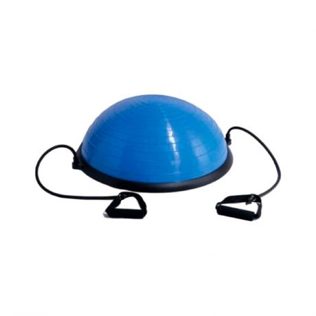 Полусфера BOSU 60см,пвх, для фитнеса с эспандерами, с насосом, синий