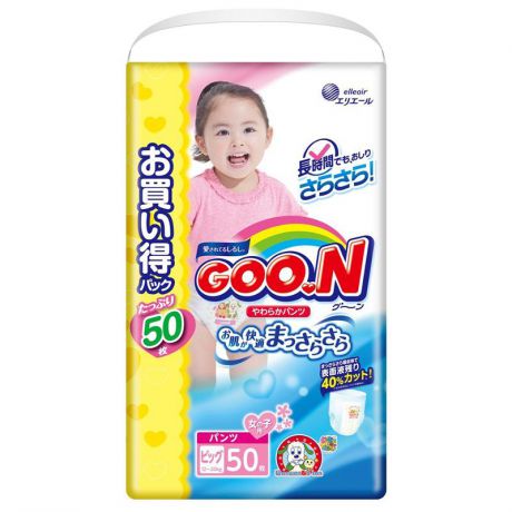 Трусики-подгузники Goon XL для девочек (12-20 кг), 50 шт