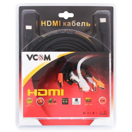 Кабель VCOM HDMI-HDMI 19M/19M 15.0 метров, v1.4, VHD6020D