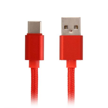 Кабель Jet.A, USB - USB Type-C, 1 м, нейлоновая оплётка, красный