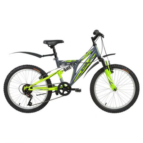 Велосипед ALTAIR MTB FS 20 (2017), колеса 20", рама 13", серый/зеленый матовый, RBKT72N06002
