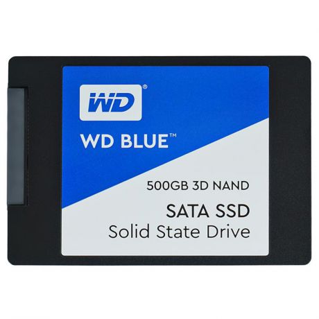 жесткий диск SSD 500ГБ, 2.5", SATA III, Western Digital Blue 3D, WDS500G2B0A