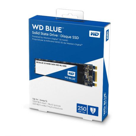 жесткий диск SSD 250ГБ, M.2, SATA III, Western Digital Blue 3D,WDS250G2B0B
