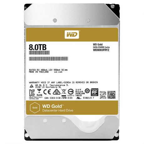 жесткий диск HDD 8ТБ, Western Digital Gold, WD8003FRYZ