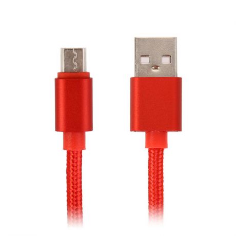 Кабель Jet.A, USB - micro USB, 1 м, нейлоновая оплётка, красный