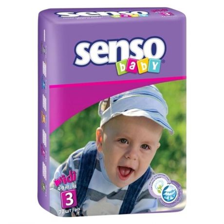 Подгузники Senso Baby midi В3 (4-9 кг), 70 шт