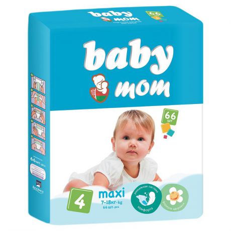 Подгузники Baby Мom maxi T4 (7-18 кг), 66 шт