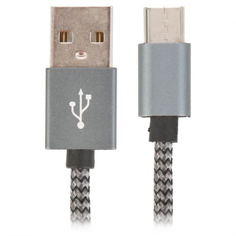 Кабель Ginzzu, USB - USB Type-C, 0.15 м, нейлоновая оплётка, черный